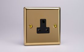 Varilight Classic Victorian Brass 1-Gang 5A Round Pin Socket