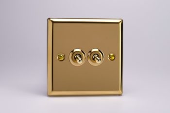 Varilight Classic Victorian Brass 2-Gang 10A Intermediate Toggle Switch