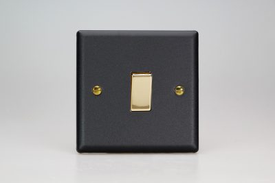 Varilight Vogue Matt Black 1-Gang 10A 1- or 2-Way Rocker Switch with Metal Rockers