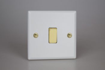 Varilight Vogue Matt White 1-Gang 10A 1- or 2-Way Rocker Switch with Metal Rockers
