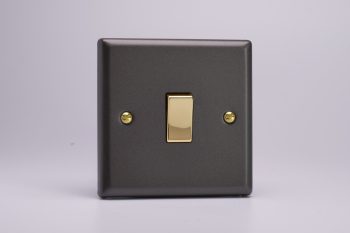 Varilight Vogue Slate Grey 1-Gang 10A 1- or 2-Way Rocker Switch with Metal Rockers