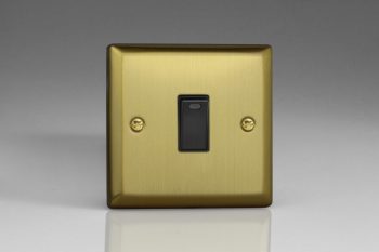 Varilight Urban Brushed Brass 1-Gang 20A Double Pole Rocker Switch + Neon Indicator Light