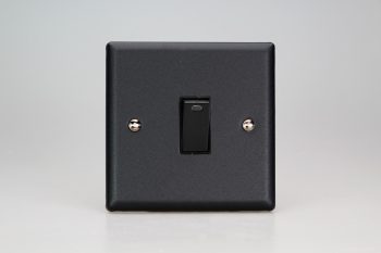 Varilight Urban Matt Black 1-Gang 20A Double Pole Rocker Switch + Neon Indicator Light