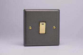 Varilight Vogue Slate Grey 1-Gang 20A Double Pole Rocker Switch + Neon Indicator Light with Metal Rockers