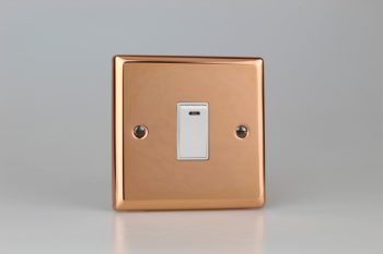 Varilight Urban Polished Copper 1-Gang 20A Double Pole Rocker Switch + Neon Indicator Light