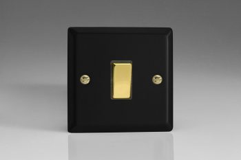 Varilight Vogue Matt Black 1-Gang 20A Double Pole Rocker Switch with Metal Rockers