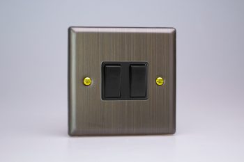 Varilight Urban Antique Brass 2-Gang 10A Intermediate Rocker Switch