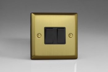 Varilight Urban Brushed Brass 2-Gang 10A 1- or 2-Way Rocker Switch