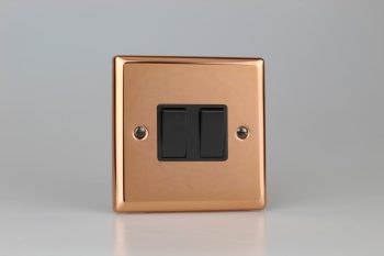 Varilight Urban Polished Copper 2-Gang 10A 1- or 2-Way Rocker Switch