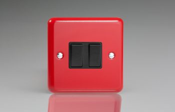 Varilight Lily Pillar Box Red 2-Gang 10A 1- or 2-Way Rocker Switch