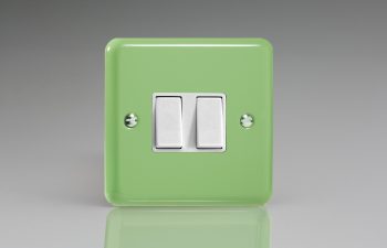 Varilight Lily Pastel Beryl Green 2-Gang 10A 1- or 2-Way Rocker Switch
