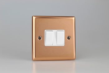 Varilight Urban Polished Copper 2-Gang 10A Intermediate Rocker Switch