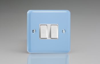 Varilight Lily Duck Egg Blue 2-Gang 10A 1- or 2-Way Rocker Switch