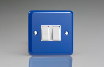 Varilight Lily Reflex Blue  2-Gang 10A 1- or 2-Way Rocker Switch