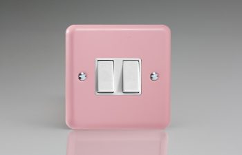 Varilight Lily Rose Pink 2-Gang 10A 1- or 2-Way Rocker Switch