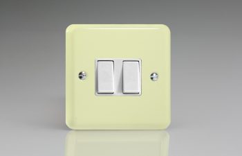 Varilight Lily White Chocolate 2-Gang 10A 1- or 2-Way Rocker Switch