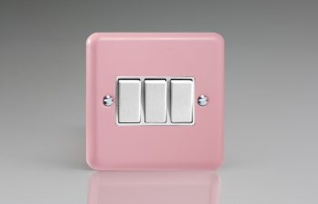 Varilight Lily Rose Pink 3-Gang 10A 1- or 2-Way Rocker Switch