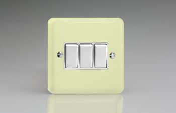 Varilight Lily White Chocolate 3-Gang 10A 1- or 2-Way Rocker Switch