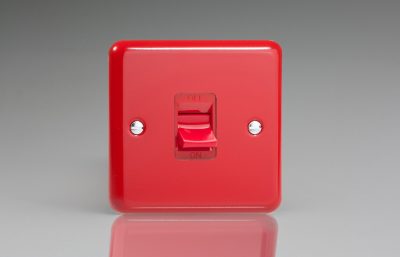 Varilight Lily Pillar Box Red 45A Cooker Switch (Single Plate, Red Rocker)