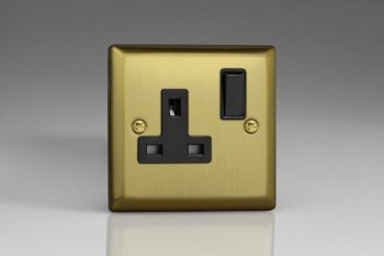 Varilight Urban Brushed Brass 1-Gang 13A Double Pole Switched Socket