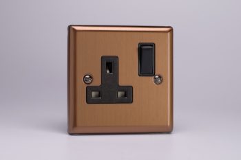 Varilight Urban Brushed Bronze 1-Gang 13A Double Pole Switched Socket