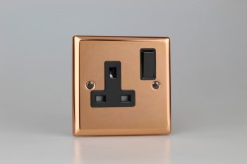 Varilight Urban Polished Copper 1-Gang 13A Double Pole Switched Socket