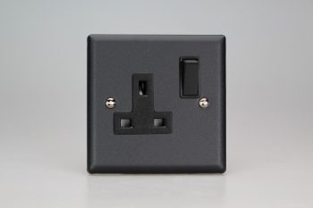 Varilight Urban Matt Black 1-Gang 13A Double Pole Switched Socket