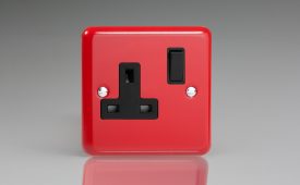 Varilight Lily Pillar Box Red 1-Gang 13A Double Pole Switched Socket