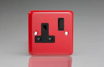 Varilight Lily Pillar Box Red 1-Gang 13A Double Pole Switched Socket
