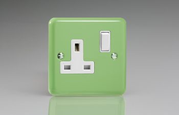 Varilight Lily Range Beryl Green 1-Gang 13A Double Pole Switched Socket