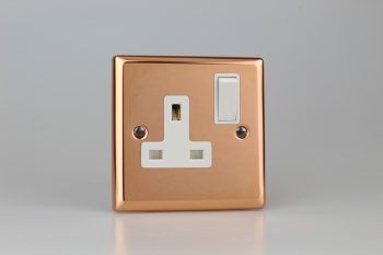 Varilight Urban Polished Copper 1-Gang 13A Double Pole Switched Socket
