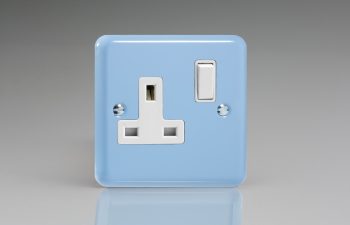 Varilight Lily Duck Egg Blue 1-Gang 13A Double Pole Switched Socket