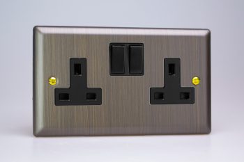 Varilight Urban Antique Brass 2-Gang 13A Double Pole Switched Socket
