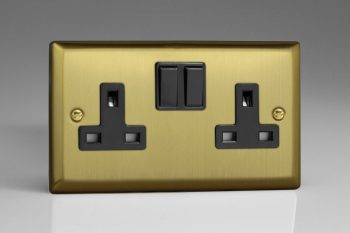 Varilight Urban Brushed Brass 2-Gang 13A Double Pole Switched Socket