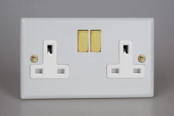 Varilight Vogue Matt White 2-Gang 13A Double Pole Switched Socket