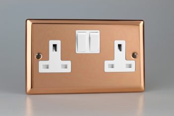 Varilight Urban Polished Copper 2-Gang 13A Double Pole Switched Socket