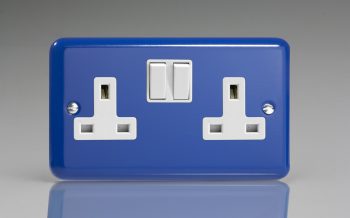 Varilight Lily Reflex Blue 2-Gang 13A Double Pole Switched Socket