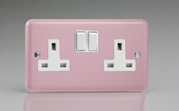 Varilight Lily Rose Pink 2-Gang 13A Double Pole Switched Socket