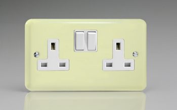 Varilight Lily White Chocolate 2-Gang 13A Double Pole Switched Socket