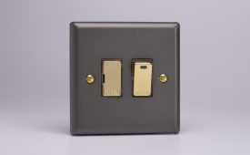 Varilight Vogue Slate Grey 13A Switched Fused Spur + Neon with Metal Inserts