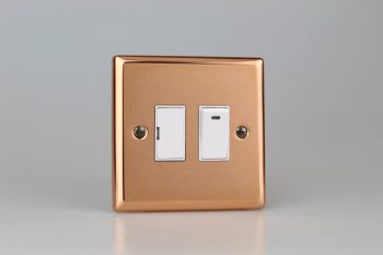 Varilight Urban Polished Copper 13A Switched Fused Spur + Neon