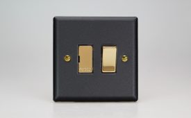 Varilight Vogue Matt Black 13A Switched Fused Spur with Metal Inserts