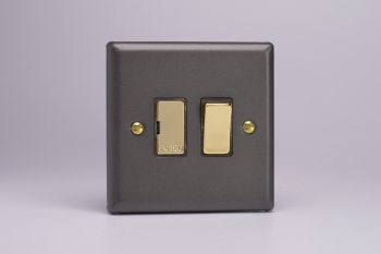 Varilight Vogue Slate Grey 13A Switched Fused Spur with Metal Inserts