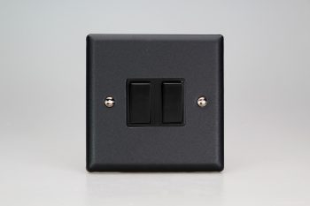 Varilight Urban Matt Black 2-Gang (10A Intermediate Switch + 10A 1- or 2-Way Rocker Switch)