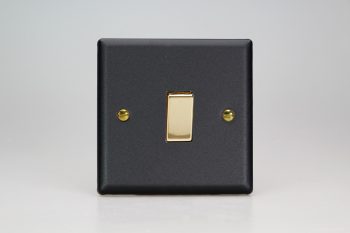 Varilight Vogue Matt Black 1-Gang 10A Intermediate Rocker Switch with Metal Rockers