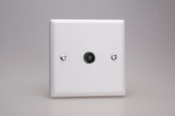 Varilight Classic Chalk White 1-Gang TV Socket, Co-Axial