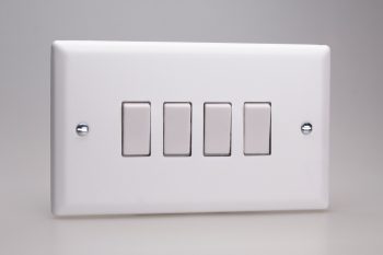 Varilight Classic Chalk White 4-Gang 10A 1- or 2-Way Rocker Switch