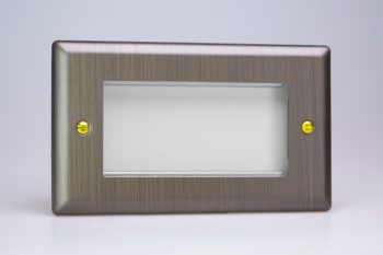 Varilight Urban Antique Brass DataGrid Twin Plate (4 Grid Spaces)