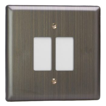 Varilight Urban Antique Brass 2-Gang PowerGrid Plate including Yoke (Single Plate)