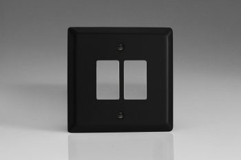 Varilight Urban/Vogue Matt Black 2-Gang PowerGrid Plate including Yoke (Single Plate)